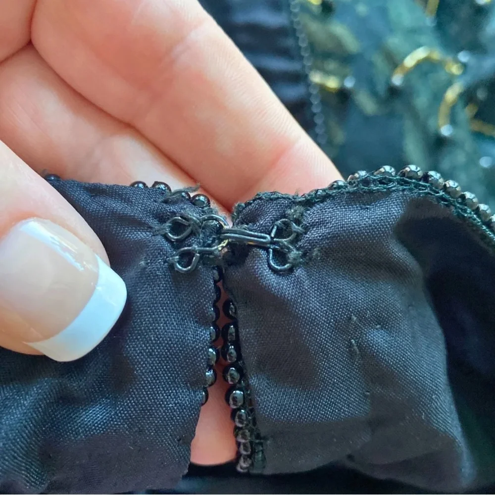 LAURENCE KAZAR XL Black Gold Beaded Jacket Blazer Evening Holiday Cocktail Top - Picture 10 of 13